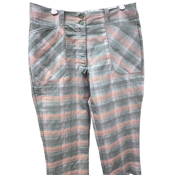 NIKE Golf Womens Pants Size 12 Pastel Green Pink Plaid Capri Sportswear - Picture 10 of 11